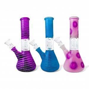 8" Assorted Color & Design Dome Perc Beaker Water Pipe - 8Ct JAR [JAR8WP81P]