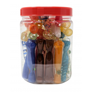 3" Assorted Chillum Hand Pipe - (Jar of 45) [JARCHP45]