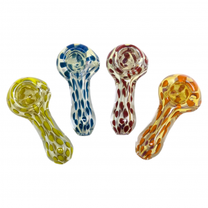 2.5" Assorted Colors Silver Fumed Dot Art Hand Pipe 20Ct JAR - [JARGSK20]