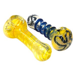 3"-3.5" Gold Fumed Assorted Style Hand Pipe - 40ct Jar