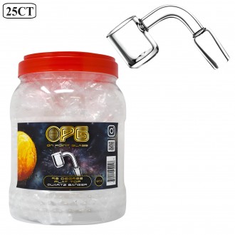 On Point Glass - 4mm 14 Male Joint 90° Top Flat Top Cut Quartz Banger - 25CT JAR