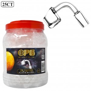 On Point Glass - 4mm 14 Male Joint 90° Top Slant Top Cut Quartz Banger - 25CT JAR [OPG25B4MS]