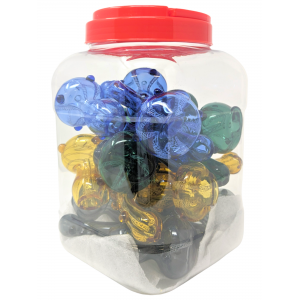 5.5" Assorted Solid Color Donut Bubbler Hand Pipe - (Jar of 12) [RJA12BJAR]