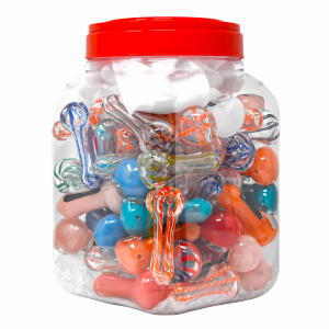 2.75" Assorted Designs Good Quality Dicro & Regular  Hand Pipe 70Ct Jar - [SAJ70JAR]