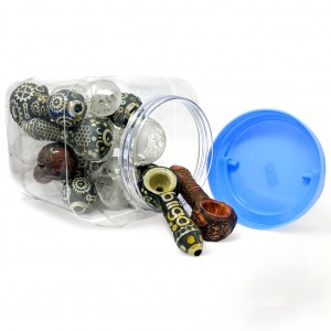 5.5" Assorted Stunning Sand Blasted Motorigic Popcrated Hand Pipe 12ct JAR - [SBHP12JAR]