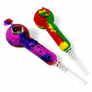 Assorted Color Nectar Collector Silicone Hand Pipe - 20ct JAR [SHP1008]