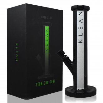 KLEAN - Black & white Series Straight Tube Bong - Glow in the Dark