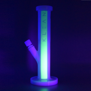 KLEAN - Black & white Series Straight Tube Bong - Glow in the Dark