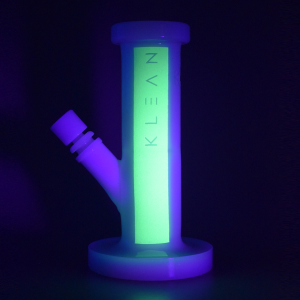 KLEAN - Black & white Series Mini Straight Water Pipe - Glow in the Dark