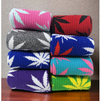 Cannabis Leaf Printed Socks - 1 Pair ASSORTED COLORS [Size: Adullt] - [LL44] 