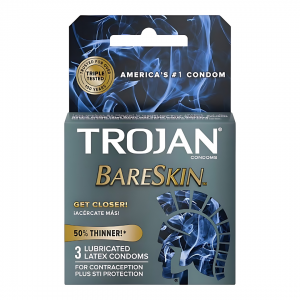 Trojan Bareskin 3's Lubricated Latex Condoms - 6pk