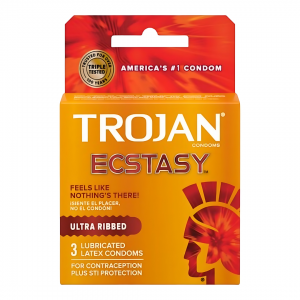 Trojan Ecstasy 3's Ultra Ribbed Latex Condoms - 6pk