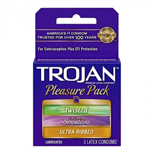 Trojan Pleasure Pack 3's Lubricated Latex Condoms - 6pk