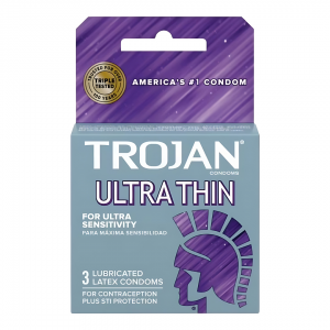 Trojan Ultra Thin 3's Lubricated Latex Condoms - 6pk