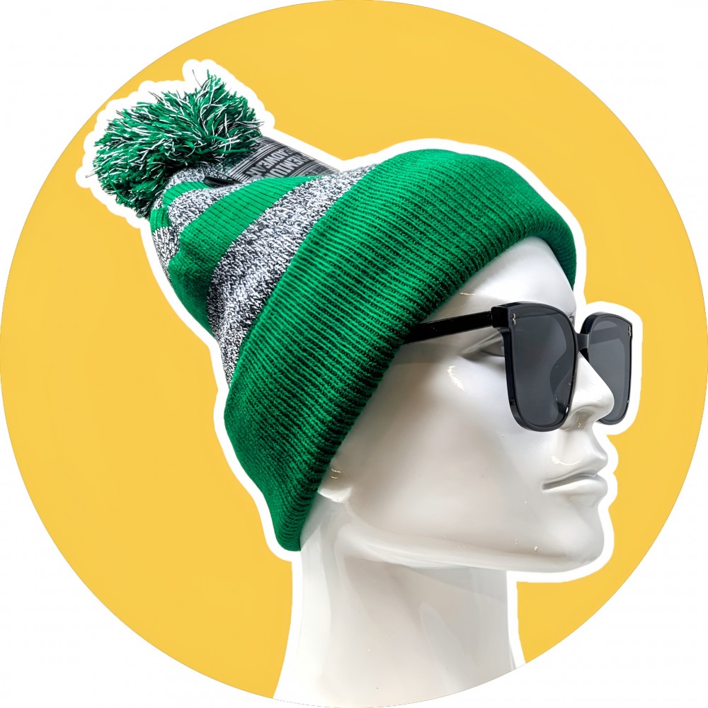 Two Stripe Pom Pom Skull Cap | Stylish & Cozy | Skygate Wholesale