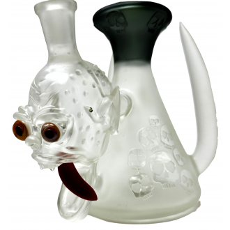 TATAOO Glass - 12" Sand Blasted 3-Horn & 3-Eye Devil Face Shower Head Water Pipe - [C327]