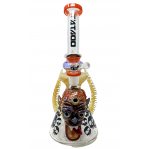 TATAOO Glass - 11" 3-Horn & 3-Eye Devil Face Water Pipe - [C329]