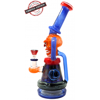 Lookah - 11.5" Frit Art Spooky Face & Air Trap Body W/ Matrix Perc Recycler Water Pipe - [C339]