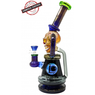 Lookah - 11.5" Frit Art Spooky Face & Air Trap Body W/ Matrix Perc Recycler Water Pipe - [C339]