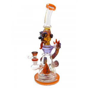 12" TATAOO Glass Devil Face Eyeball Pendant Conical Water Pipe Rig - [C47]