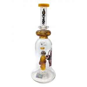 12.5" BIIGO Glass By Lookah Bell Bottom Devil Eye Perc Water Pipe Rig (Yellow) - [GT036-YL]