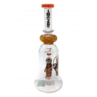 12" BIIGO Glass By Lookah Bell Bottom Devil Eye Perc Water Pipe Rig (Orange) - [GT037]