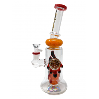 12" BIIGO Glass By Lookah Bell Bottom Monster Eye Perc & Pendant Water Pipe Rig (Red) - [GT045-RD]