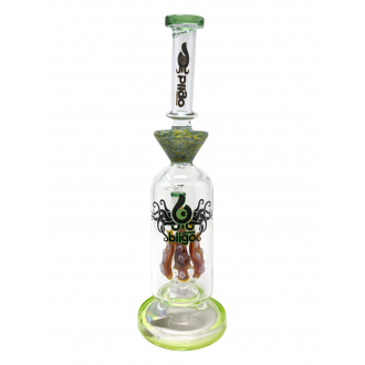 14" BIIGO Glass By Lookah Octopus Tentacle Perc Straight Water Pipe Rig (Green) - [GT048]