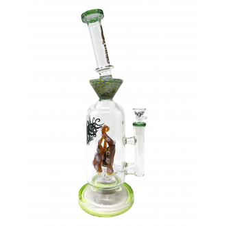 14" BIIGO Glass By Lookah Octopus Tentacle Perc Straight Water Pipe Rig (Green) - [GT048]