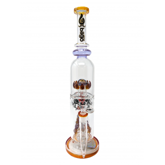 BIIGO Glass By Lookah - 15.5" Duo CreepGaze & TentaFun Perc Water Pipe - Purple  [GT054]