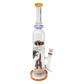 BIIGO Glass By Lookah - 15.5" Duo CreepGaze & TentaFun Perc Water Pipe - Purple  [GT054]