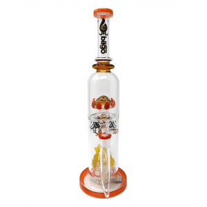 BIIGO Glass By Lookah - 15.5" Duo CreepGaze & TentaFun Perc Water Pipe - Orange  [GT057]