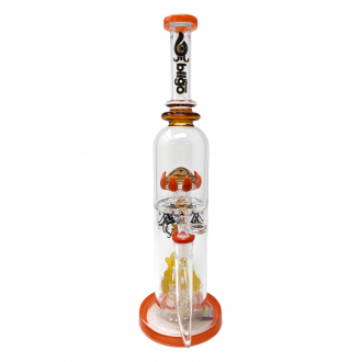 BIIGO Glass By Lookah - 15.5" Duo CreepGaze & TentaFun Perc Water Pipe - Orange  [GT057]