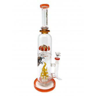 BIIGO Glass By Lookah - 15.5" Duo CreepGaze & TentaFun Perc Water Pipe - Orange  [GT057]