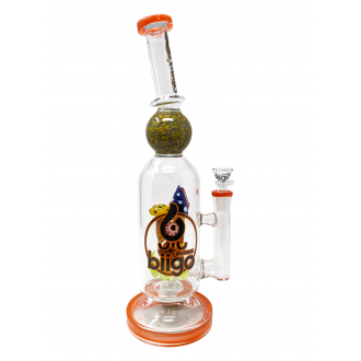 14" BIIGO Glass By Lookah Spiked Mushroom Perc Straight Water Pipe Rig (Orange) - [GT059]