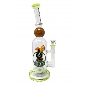 14" BIIGO Glass By Lookah Spiked Mushroom Perc Straight Water Pipe Rig (Green) - [GT060]