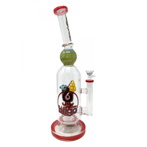 14" BIIGO Glass By Lookah Spiked Mushroom Perc Straight Water Pipe Rig (Red) - [GT061]