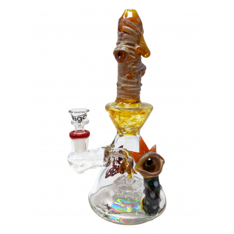 10" BIIGO Glass By Lookah Red Multi Devil Eye Matrix Perc Beaker Water Pipe - [GT064-RD]