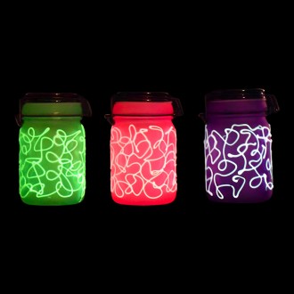 Frosted Airtight Stash Jar with Secure Clamp Lid - Glow in the Dark - 6Ct Display