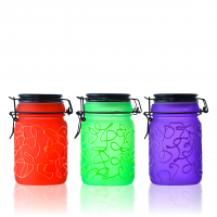 Frosted Airtight Stash Jar with Secure Clamp Lid - Glow in the Dark - 6Ct Display