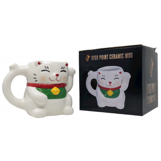 High Point Ceramic Lucky Cat Mug Hand Pipe - [MYX16-20]