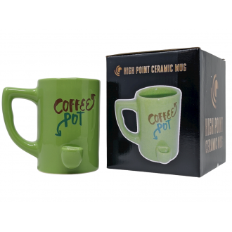 High Point Ceramic Green Coffee Pot Mug Hand Pipe - [PM003]