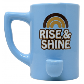 High Point Ceramic Light Blue Rise & Shine Mug Hand Pipe - [PM009]