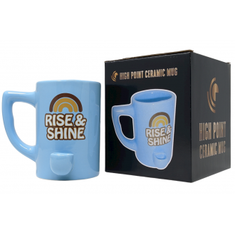 High Point Ceramic Light Blue Rise & Shine Mug Hand Pipe - [PM009]