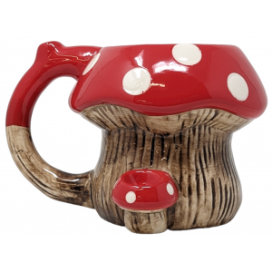 High Point Ceramic Red Mushroom Mug Hand Pipe - [PM019]