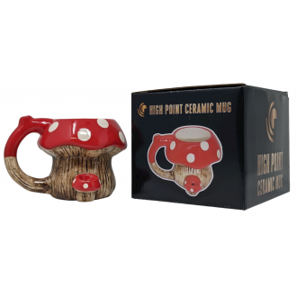 High Point Ceramic Red Mushroom Mug Hand Pipe - [PM019]