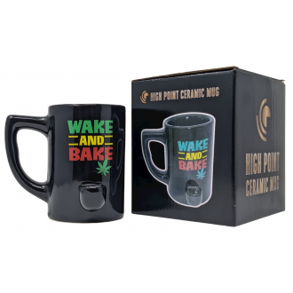 High Point Ceramic Rasta Wake & Bake Mug Hand Pipe - [PM050]