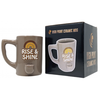 High Point Ceramic Beige Rise & Shine Mug Hand Pipe - [PM008]