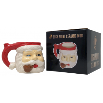 High Point Ceramic Red Santa Wake Bake Mug Hand Pipe - [PM025]