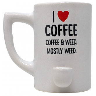 High Point Ceramic White Coffee & Weed Mug Hand Pipe - [PM035]